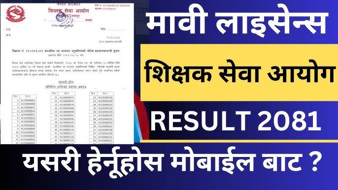 Nimabi License Result 2081 | Nimavi Shishak License Exam Result 2081 | Shikshak Sewa Aayog Nimavi License Result 2081 Published